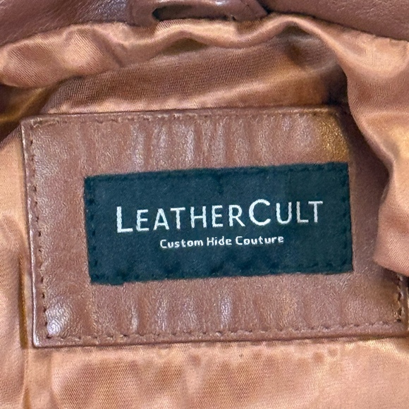 Women’s Leathercult Custom Brown Leather Double Breasted Jacket Sz M - Picture 9 of 11